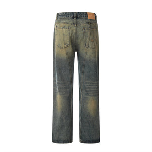 Yellow Denim Straight-leg Trousers Men