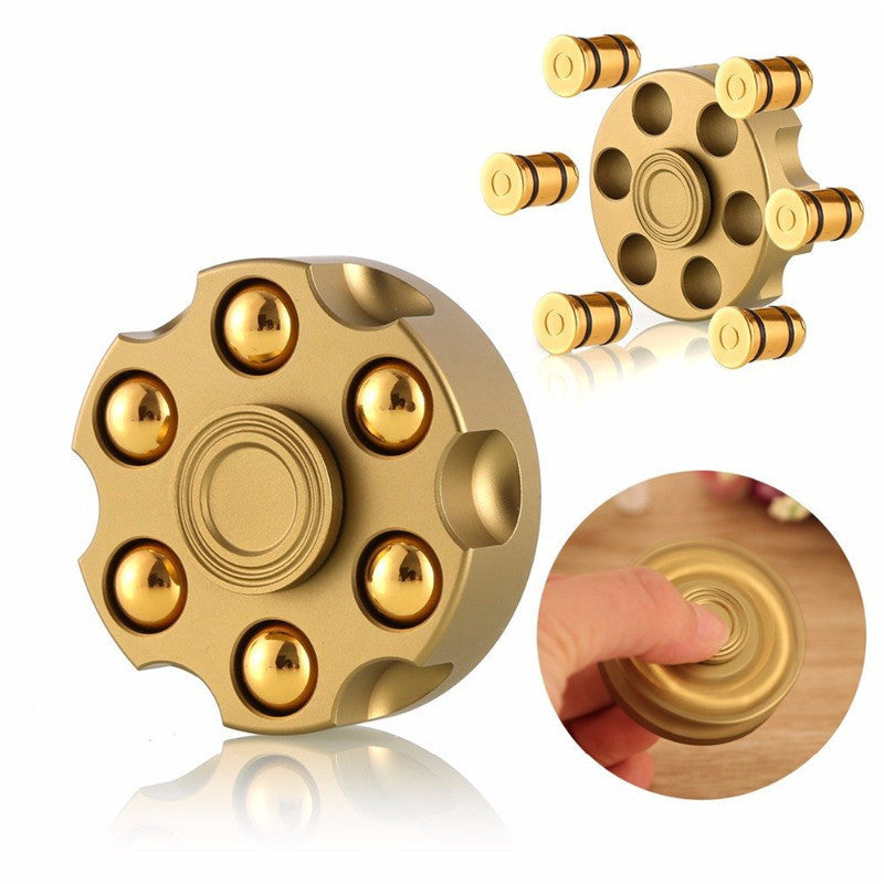 Unique Brass Gun Revolver Bullet Fidget Toy Spinner Copper Hand Spinners Detachable Rotating Sensory Finger Top For Kids Adults