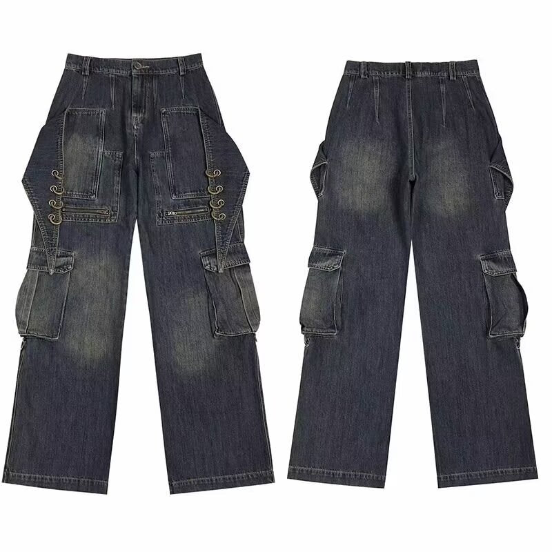 Men's Washed Retro Straight Jeans