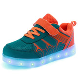 Children's Luminous Shoes USB Charging Girls Lighting Led Mesh Flash Boys Breathable Sneakers WithLights Medium And Big Children