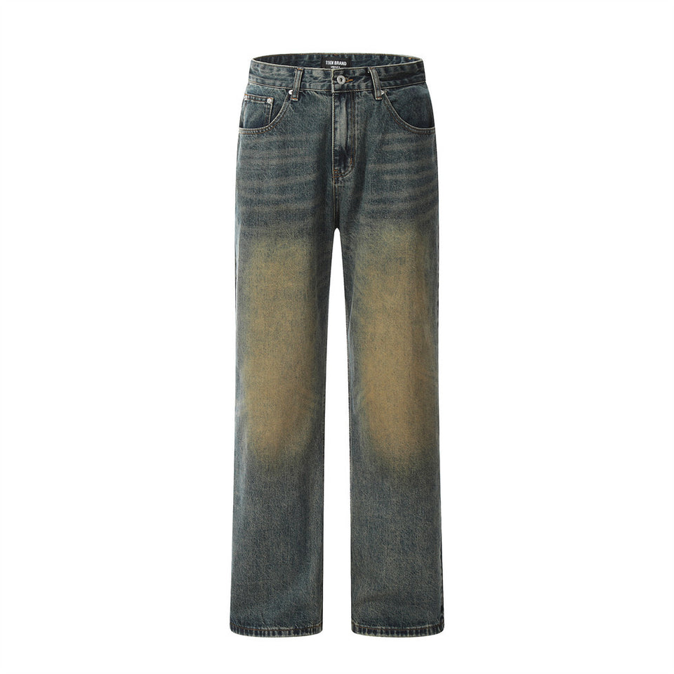 Yellow Denim Straight-leg Trousers Men