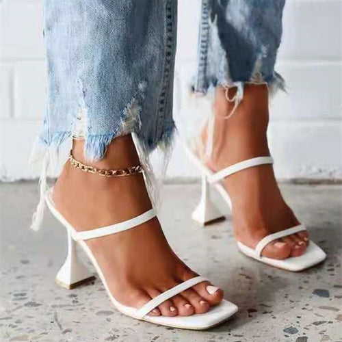 Size Women's Shoes Fashion Sandals Slim Heel High Heel One