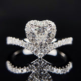 Simple V-shaped Heart-shaped Zircon Ring For Women