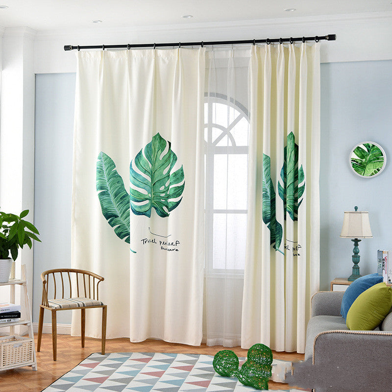 Banana leaf digital printing curtain