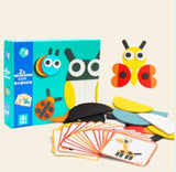 Kids educational toy montessori learning resouces creactive wooden animal puzzle with 20 illustration cards gifts for baby child