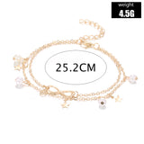 Women's Alloy 8-word Double Circles Star Anklet