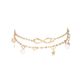 Women's Alloy 8-word Double Circles Star Anklet