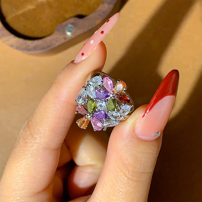 Colorful Zircon Ring AAA Zircon Ring