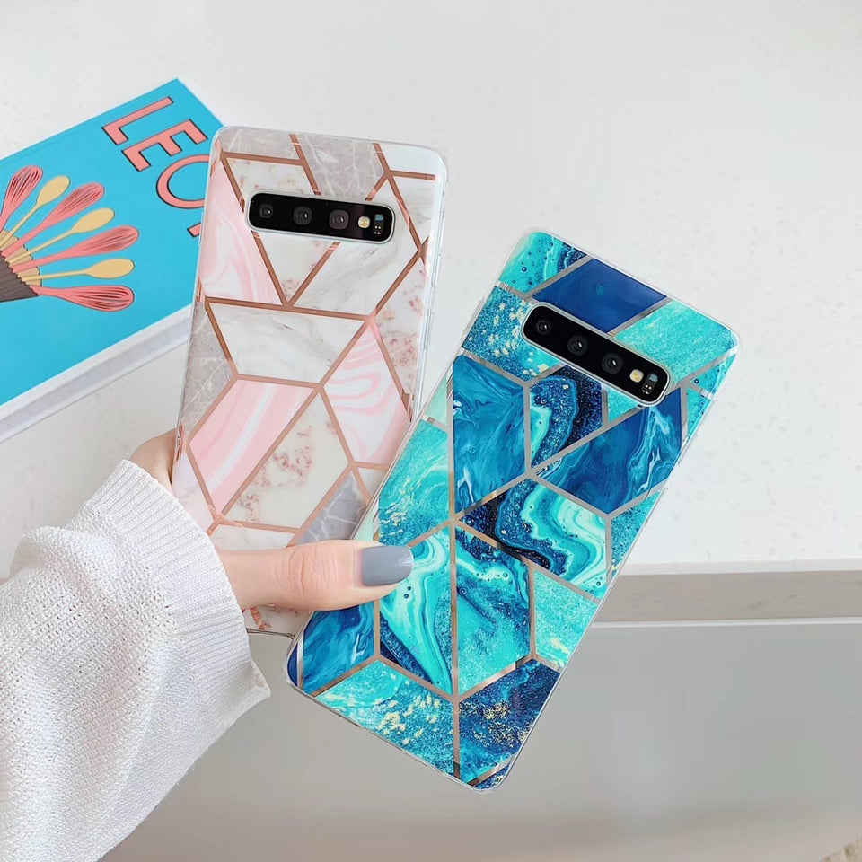 Electroplated mosaic marbled case