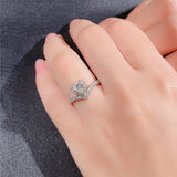 Simple V-shaped Heart-shaped Zircon Ring For Women