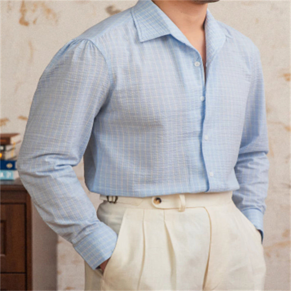 Seersucker Breathable Casual One-piece Collar Shirt High-tech Men's
