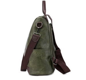 Anti-theft soft leather backpack women