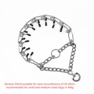 Chrome Plated  Pinch Dog Collar Proong Dogs Training Choke Chain Dog Training Necklace Rubber Tips Guardian