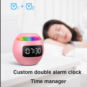 Mini Dual Alarm Bluetooth Speaker Colorful Night Light