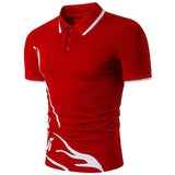 Mens Printed Lapel Short-sleeved T-shirt