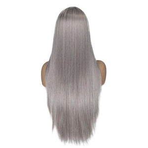 Synthetic Fiber Straight Long Pink Wigs For Women Good Wig