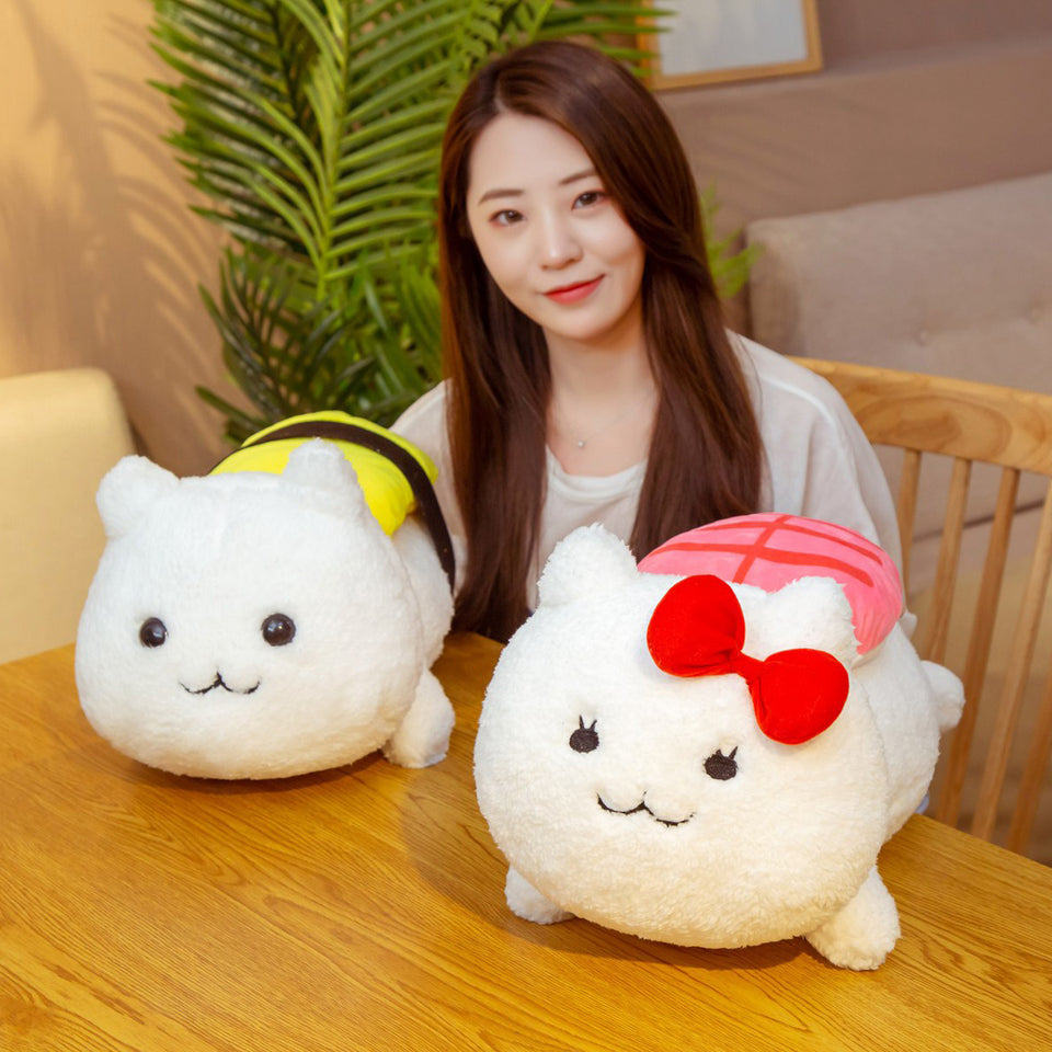 Plush Sushi Tuna Salmon Omelette Pillow Stuffed Fuzzy Toy Food Big Doll Sofa Decorative Kids SPY