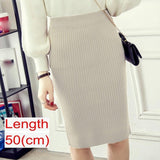 Women Office Skirt Spring Warm Knitted Pencil Skirts Ladies