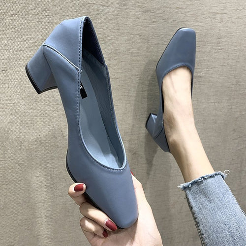 Mid-Heel Chunky Heel High Heels Square Toe