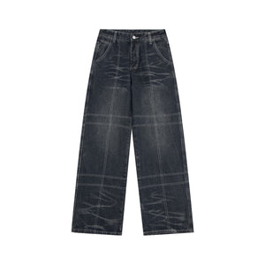 Fashion Retro Loose Denim Trousers Men