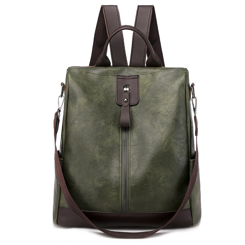 Anti-theft soft leather backpack women