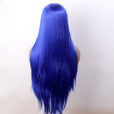 Synthetic Front Lace Headgear Blue Long Straight