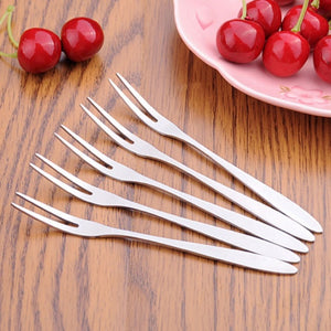 South Korea creative stainless steel tableware stainless steel fruit fork fork fork green stainless steel Gift Cake fork