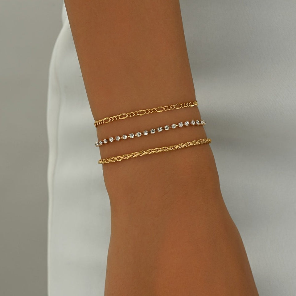 Elegant Gold Chain Link Bracelet Set -  Stylish And Versatile Jewelry For Women