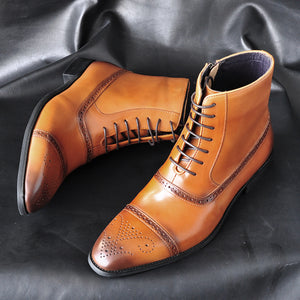 Men's three-joint polishing high-top leather shoe cloth