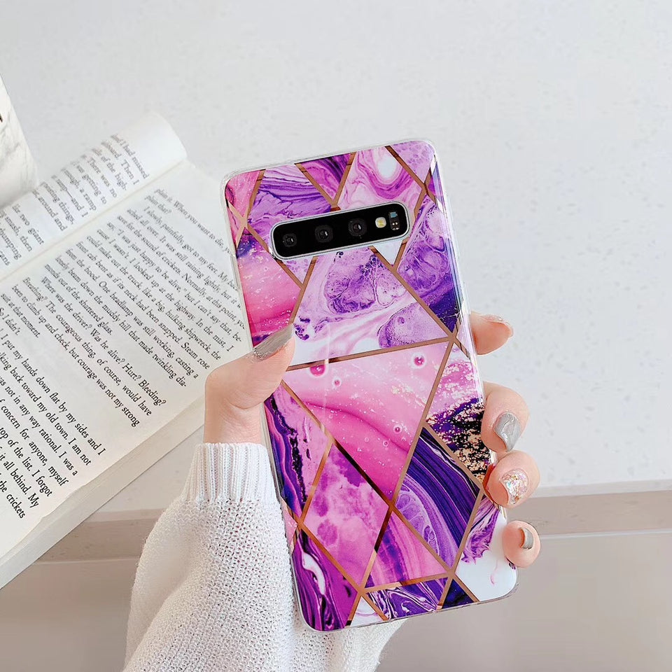 Electroplated mosaic marbled case