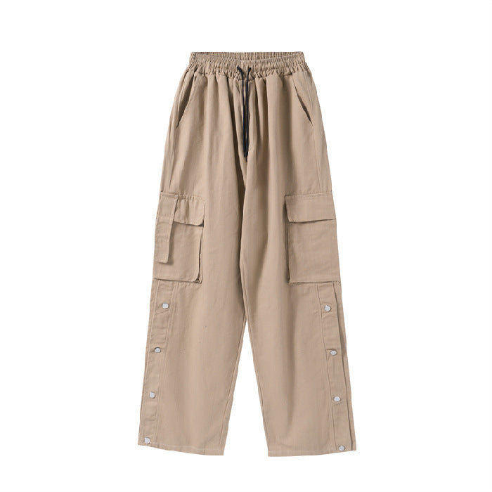 Loose Straight Functional Button Trousers For Men