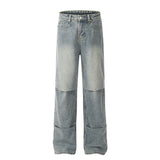 Washed Old Loose Denim Trousers Men