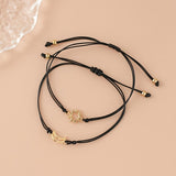 Sun & Moon Friendship Bracelets - Adjustable Black  Cord With Gold Sun And Silver Moon Charms