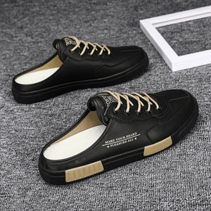 Men's Sneakers Sleeve Casual Fashion Pump Leather Color Matching Student White Shoes