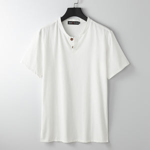 Short Sleeve T-shirt Sub-cotton And Linen Slit Loose Plus-sized Half Sleeve