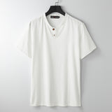 Short Sleeve T-shirt Sub-cotton And Linen Slit Loose Plus-sized Half Sleeve