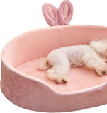 Cute Princess Dog Bed Pink Pet Bed Detachable Washable Dog Sleeping Bed Rabbit Ear Calming Dog And Cat Bed Soft Comfortable Warm Cat Bed For Small Medium Sized Breed Four Seasons