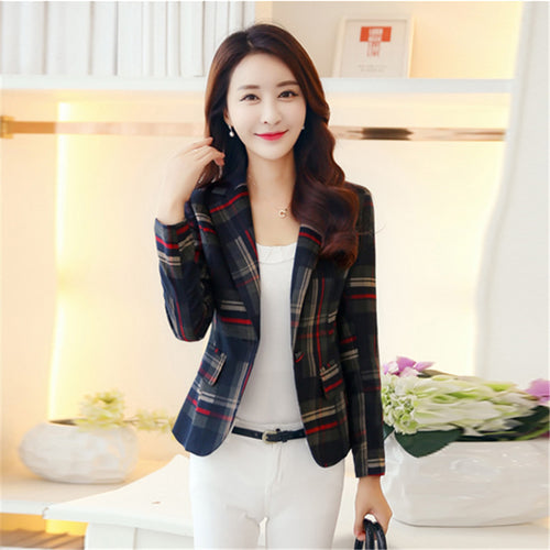 Suit plaid small suit female Korean version long