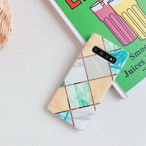 Electroplated mosaic marbled case