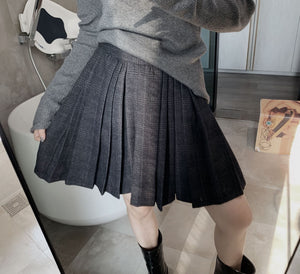 A-line dark pleated skirt girl skirt