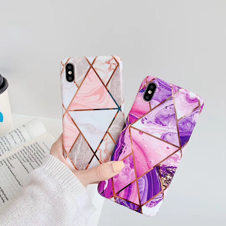 Electroplated mosaic marbled case