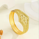 1pcs Fashionable Hollow Leaf Gold Bracelet, Carved Wheat Ear Flower Bracelet