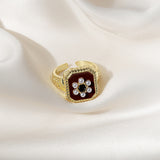 Retro Hong Kong Style Pearl Flower Ring