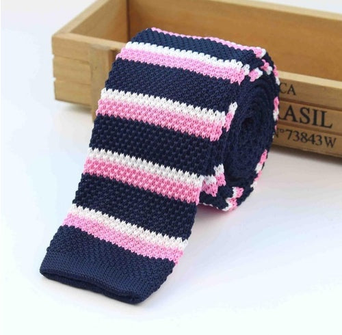 Men Knitted Knit Leisure Striped Ties Fashion Skinny Narrow Slim Neck Ties For Men Skinny Woven Designer Cravat