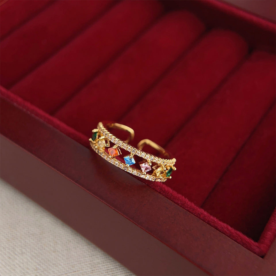 Light Luxury Color Zircon Ring For Women