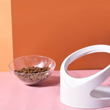Elevated Cat Food Bowl Ergonomic Clear Anti Vomit Tilt Pet Feeder Cat Neck Protection Bowl Durable Plastic, Suitable For Dry And Wet Cat Food