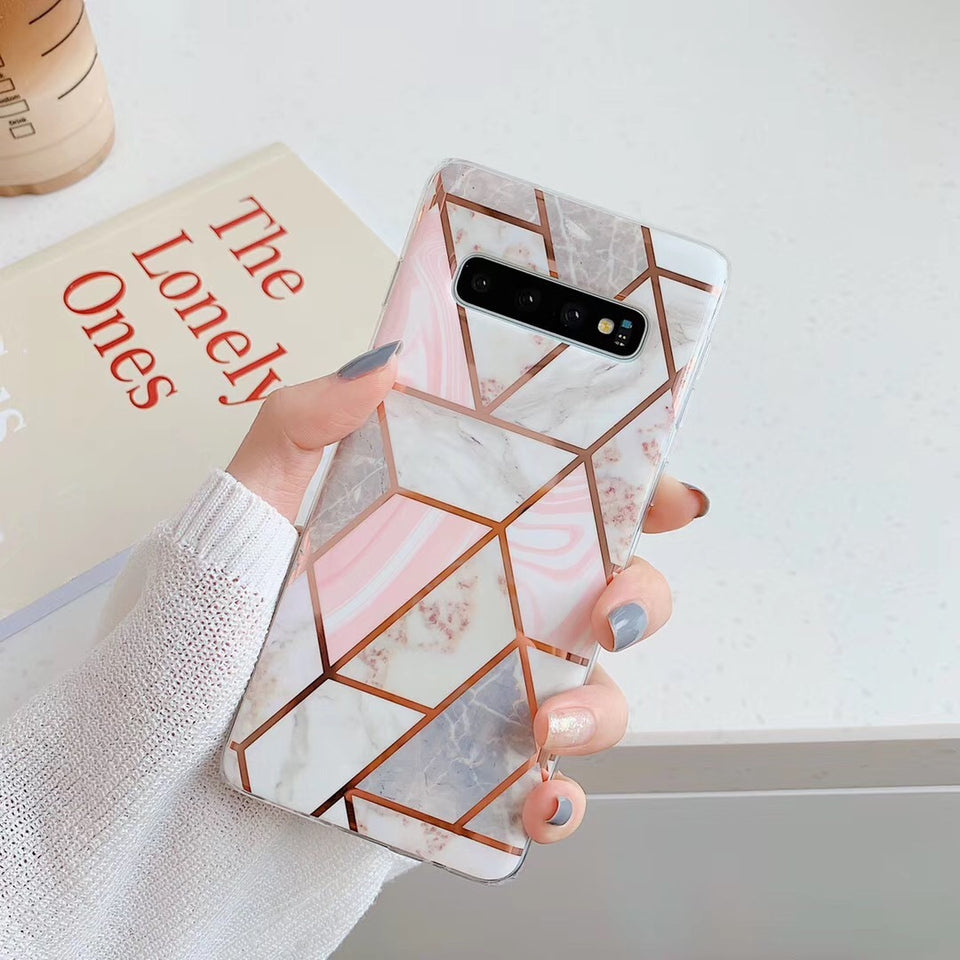 Electroplated mosaic marbled case