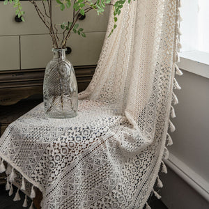 Translucent American Country Hollow Crochet Curtain