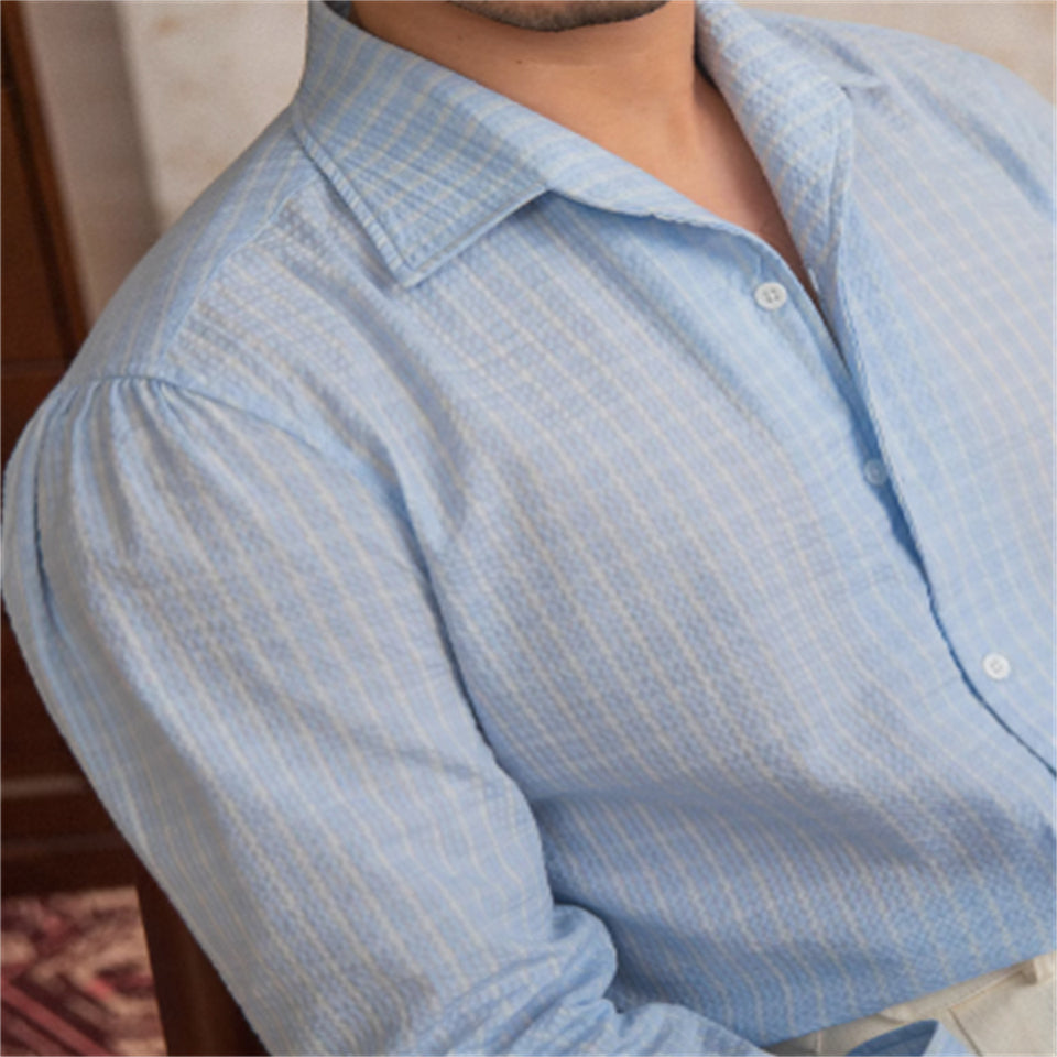 Seersucker Breathable Casual One-piece Collar Shirt High-tech Men's