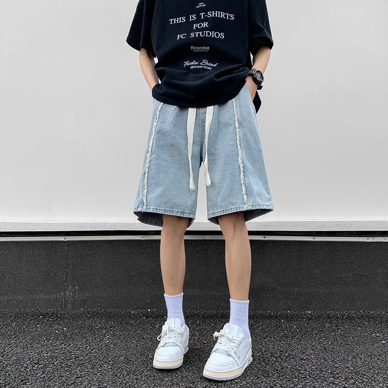 American Retro Trendy Washed Straight Shorts